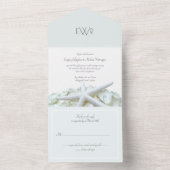 Seaside Garden Monogram Weddenschap Traditioneel All In One Uitnodiging (Binnen)