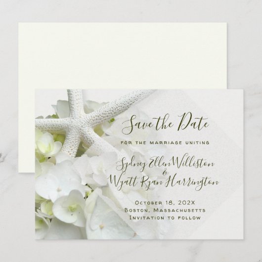Seaside Garden Save the Date Wedding Announding (Voorkant / Achterkant)