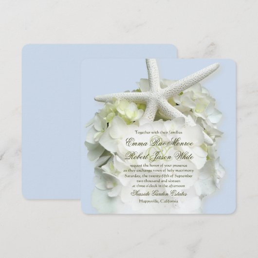 Seaside Garden Square Zomer Huwelijksuitnodiging Kaart (Voorkant / Achterkant)