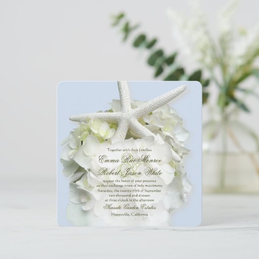 Seaside Garden Square Zomer Huwelijksuitnodiging Kaart (Staand voorkant)