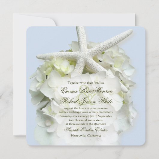 Seaside Garden Square Zomer Huwelijksuitnodiging Kaart (Voorkant)