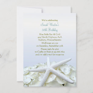 Seaside Garden Starfish Birthday Party Invitation Kaart