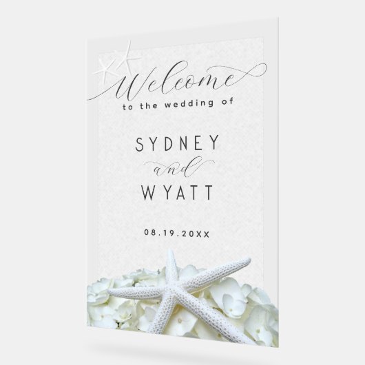 Seaside Garden Starfish Bruiloft Frosted Welkom Acryl Bord (Hoek)