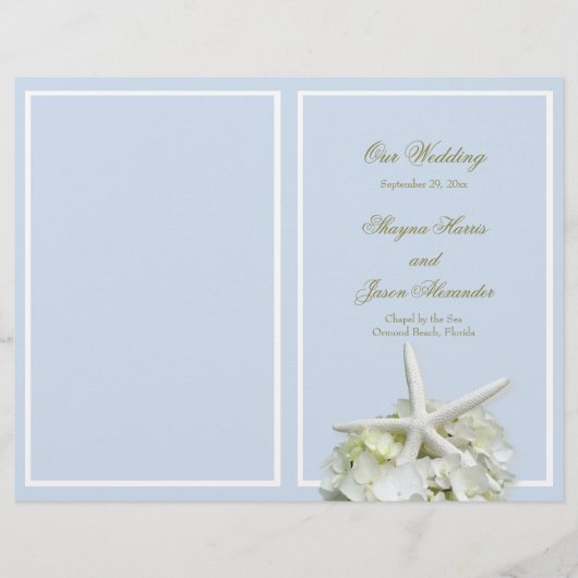 Seaside Garden Starfish Wedding Program Hoesje (Voorkant)