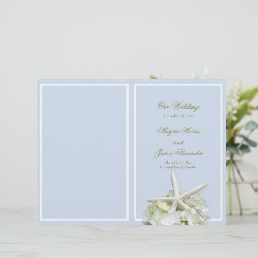 Seaside Garden Starfish Wedding Program Hoesje (Staand voorkant)