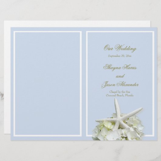 Seaside Garden Starfish Wedding Program Hoesje (Voorkant / Achterkant)