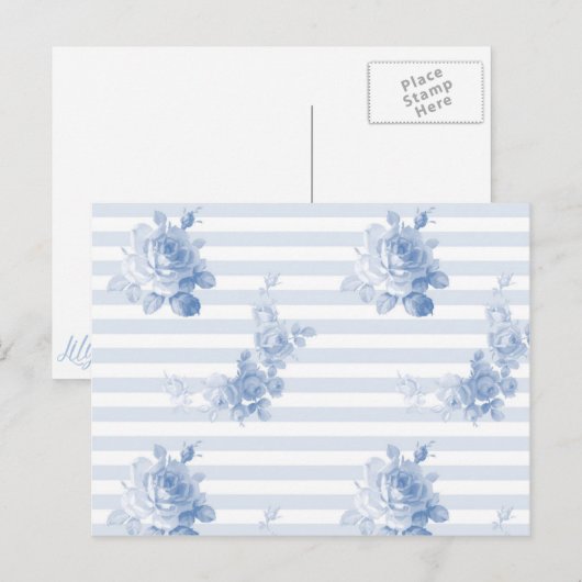 "Seaside Garden Stripe" briefkaarten in bosbes (Voorkant / Achterkant)
