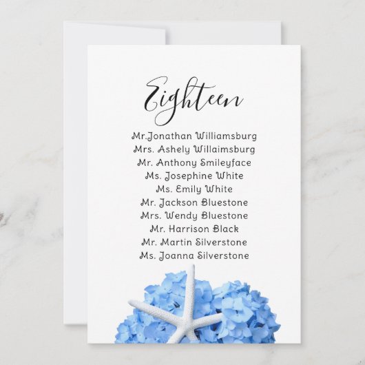 Seaside Garden Wedding Table Seaming List (Voorkant)