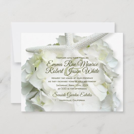 Seaside Garden White Starfish Hydrangea Weddenscha Kaart (Voorkant)