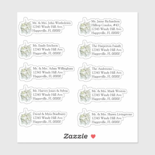 Seaside Garden White Wedding Individuele Mailing Sticker (Vel)