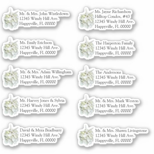 Seaside Garden White Wedding Individuele Mailing Sticker (Voorkant)