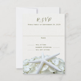 Seaside Garden White Wedding Vertical Reply Kaarte RSVP Kaartje