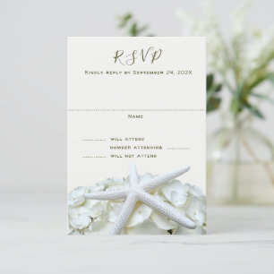 Seaside Garden White Wedding Vertical Reply Kaarte RSVP Kaartje