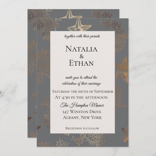 Seaside Glow Starfish Coral Weddenschap Kaart (Voorkant / Achterkant)