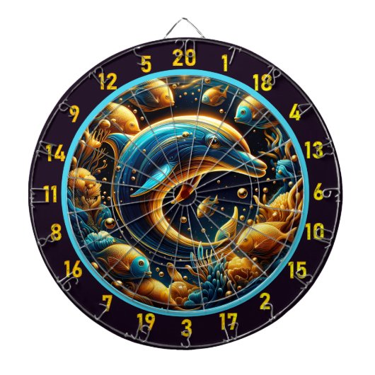 Seaside Grace Dolphin Dartboard Set Dartbord (Voorkant)