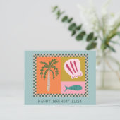 Seaside HAPPY BIRTHDAY Modern Schattige CUSTOM Naa Briefkaart (Staand voorkant)