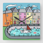 Seaside Harbour Acrylic Wall klok (Voorkant)