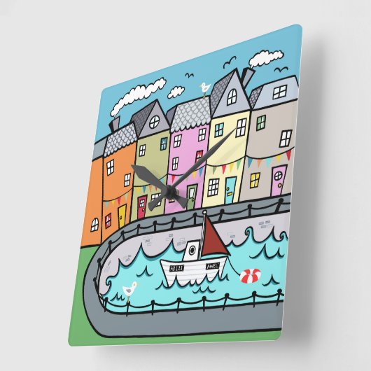 Seaside Harbour Acrylic Wall klok (Hoek)