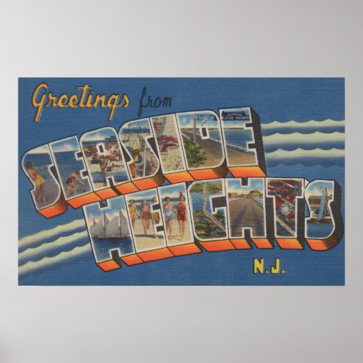 Seaside Heights, New Jersey - Large Letter Scene Poster (Voorkant)