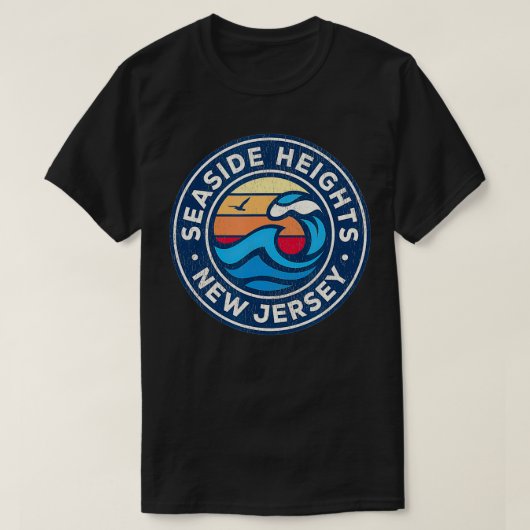 Seaside Heights New Jersey NJ Nautical Wav T-shirt (Design voorkant)