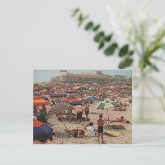 Seaside Heights NJ Een dag op het strand Oud ansic Briefkaart (Staand voorkant)