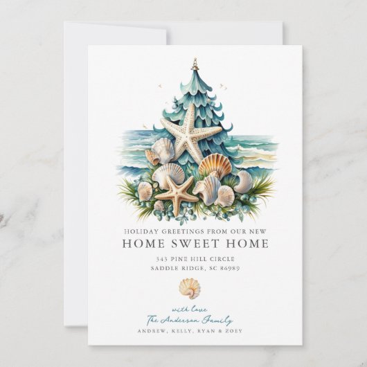 Seaside Holiday Christmas Moving Aankondiging (Voorkant)