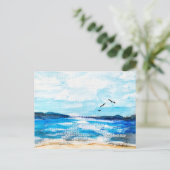 Seaside Horizon Waterverf Feestdagenkaart (Staand voorkant)