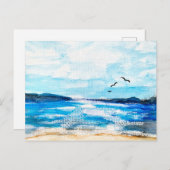 Seaside Horizon Waterverf Feestdagenkaart (Voorkant / Achterkant)
