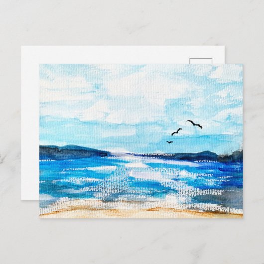 Seaside Horizon Waterverf Feestdagenkaart (Voorkant / Achterkant)