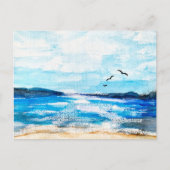 Seaside Horizon Waterverf Feestdagenkaart (Voorkant)