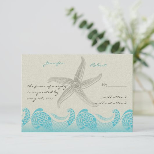 Seaside in Sand and Aqua Response Kaart (Staand voorkant)