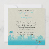 Seaside in Sand and Aqua Wedding Invitation Kaart (Achterkant)