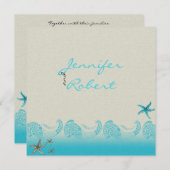 Seaside in Sand and Aqua Wedding Invitation Kaart (Voorkant / Achterkant)
