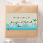 Seaside in Sand en Aqua Water Flessenetiket Etiket (Insitu)