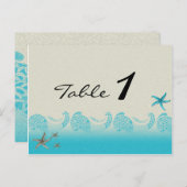 Seaside in Zand en Aqua Trouwtafel Nummer Briefkaart (Voorkant / Achterkant)