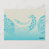 Seaside in Zand en Aqua Trouwtafel Nummer Briefkaart (Achterkant)