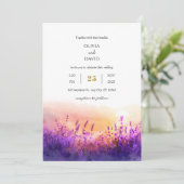 Seaside Lavender Sunrise Waterverf Beach Wedding Kaart (Staand voorkant)