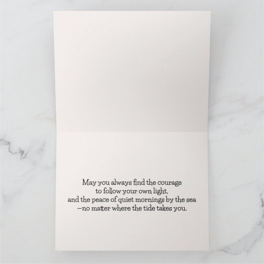 Seaside Lighthouse & Cottage Waterverf Scene Bedankkaart (Binnen)