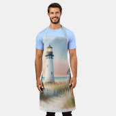 Seaside Lighthouse & Cottage Waterverf Scene Schort (Gedragen)