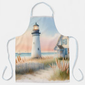 Seaside Lighthouse & Cottage Waterverf Scene Schort (Voorkant)