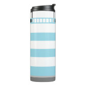 Seaside Lighthouse Nautical Cute Blue Striped Thermosbeker (Gedraaid links)