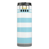 Seaside Lighthouse Nautical Cute Blue Striped Thermosbeker (Achterkant)
