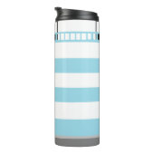 Seaside Lighthouse Nautical Cute Blue Striped Thermosbeker (Geroteerd rechts)