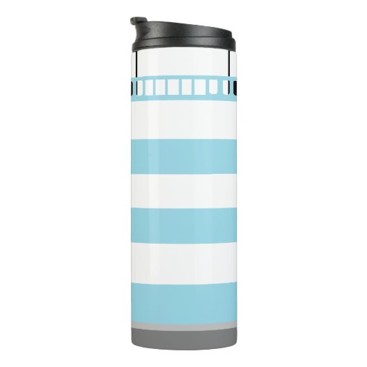 Seaside Lighthouse Nautical Cute Blue Striped Thermosbeker (Geroteerd rechts)