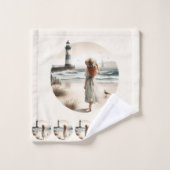 Seaside Lighthouse Stroll Bad Handdoek (Wasdoekje)