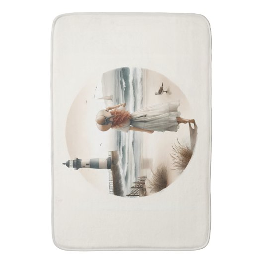 Seaside Lighthouse Stroll Badmat (Voorkant Verticaal)