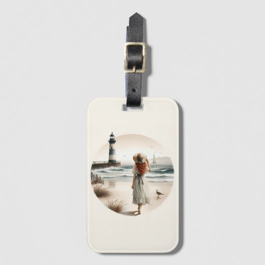 Seaside Lighthouse Stroll Bagagelabel (Voorkant (verticaal))