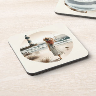 Seaside Lighthouse Stroll Bier Onderzetter