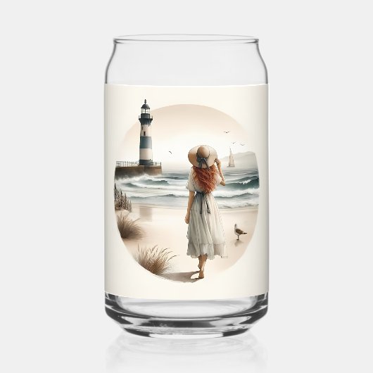 Seaside Lighthouse Stroll Blikvorm Glas (Achterkant)