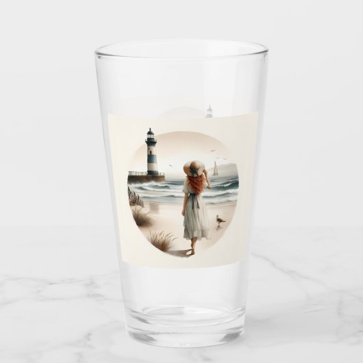 Seaside Lighthouse Stroll Glas (Voorkant)